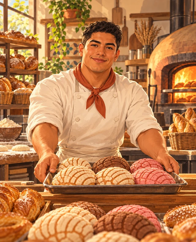 Ilustración de una panadería con pan dulce